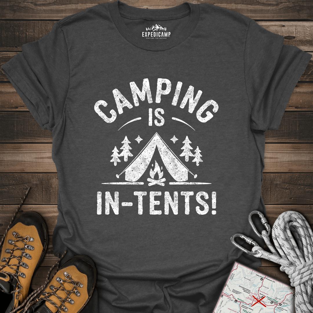 Camping Is In-Tens T-Shirt – Dark Heather – Outdoor apparel for travel, hiking, camping, and nature lovers – ExpediCamp