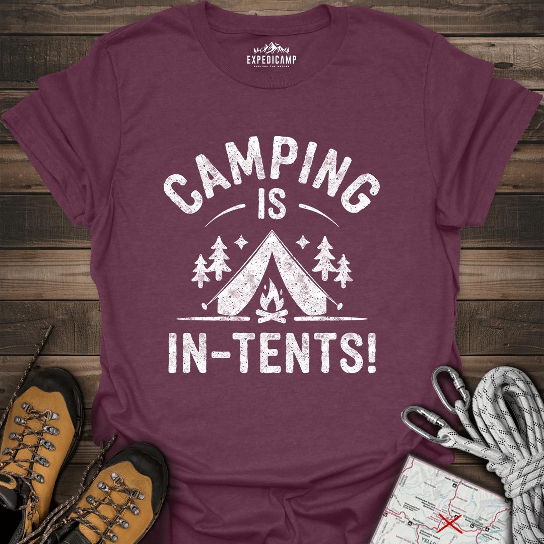 Camping Is In-Tens T-Shirt – Heather Maroon – Outdoor apparel for travel, hiking, camping, and nature lovers – ExpediCamp