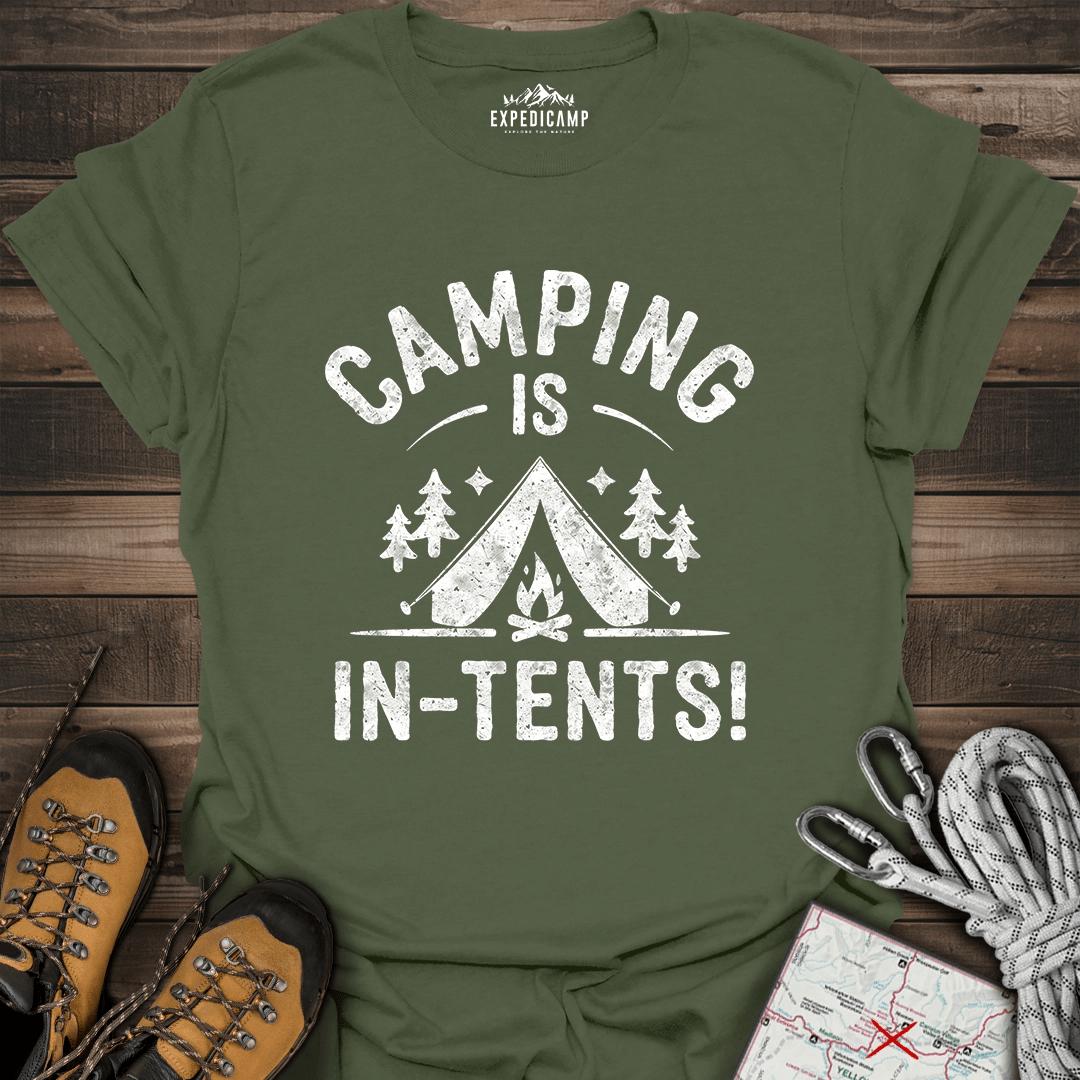 Camping Is In-Tens T-Shirt – Military Green – Outdoor apparel for travel, hiking, camping, and nature lovers – ExpediCamp