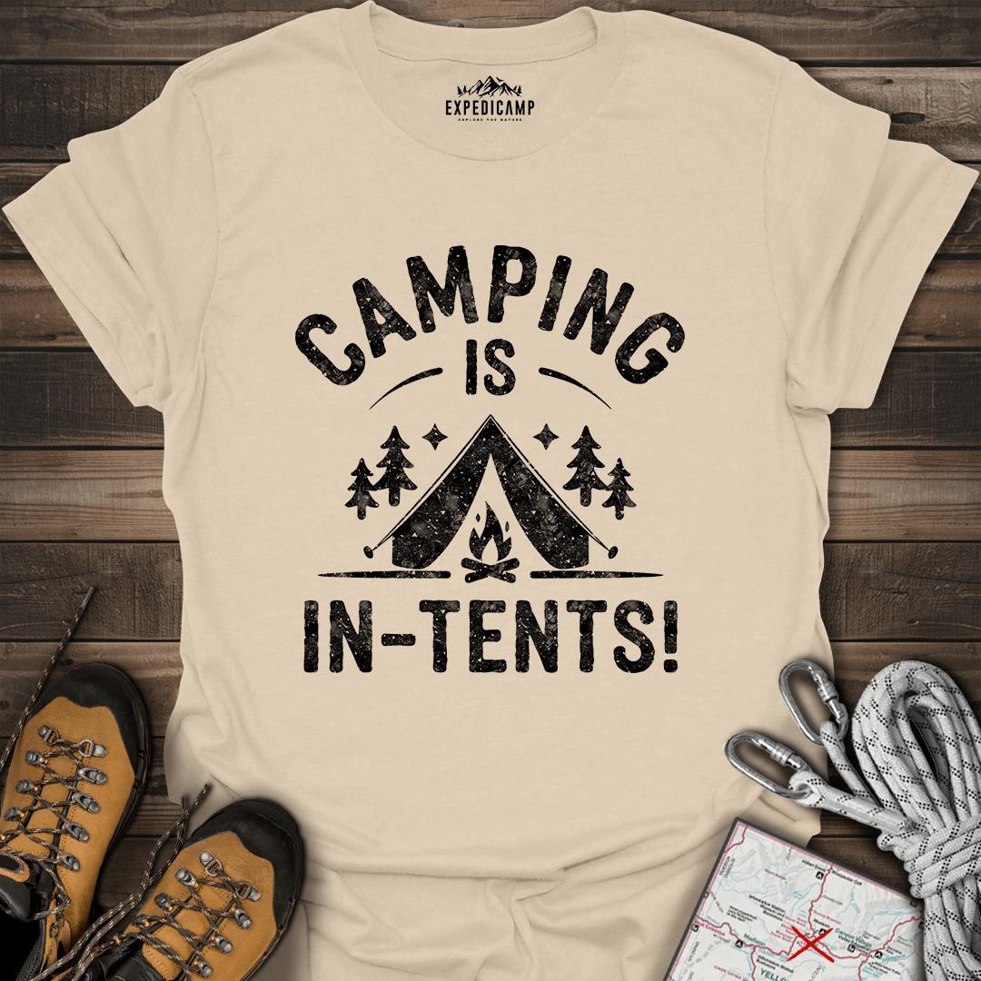 Camping Is In-Tens T-Shirt – Sand – Outdoor apparel for travel, hiking, camping, and nature lovers – ExpediCamp