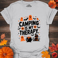 Camping Is My Therapy Halloween T-Shirt – Ice Grey – Outdoor apparel for travel, hiking, camping, and nature lovers – ExpediCamp