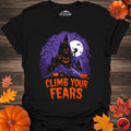 Climb Your Fears T-Shirt – Black – Outdoor apparel for travel, hiking, camping, and nature lovers – ExpediCamp