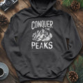 Conquer the Peaks Hoodie – Dark Heather – Outdoor apparel for travel, hiking, camping, and nature lovers – ExpediCamp