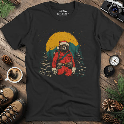 Cool Bear Santa T-Shirt – Black – Outdoor apparel for travel, hiking, camping, and nature lovers – ExpediCamp