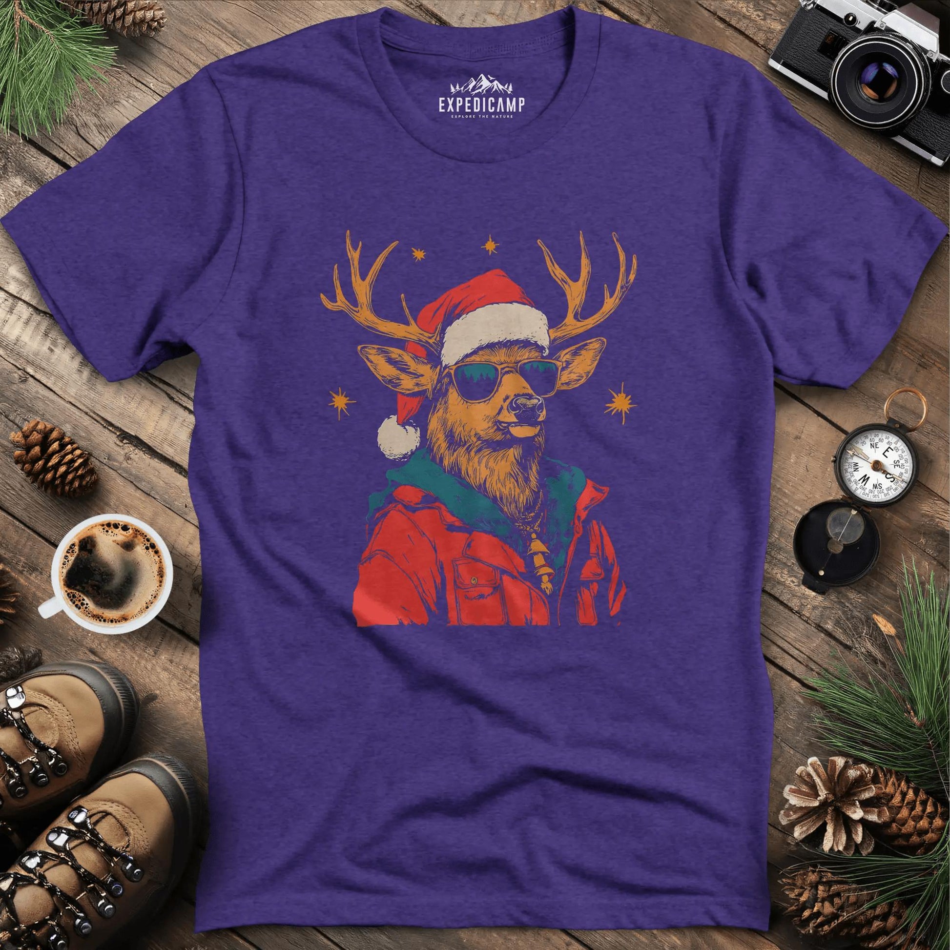 Cool Reindeer T-Shirt – Heather Purple – Outdoor apparel for travel, hiking, camping, and nature lovers – ExpediCamp