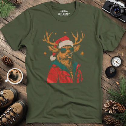 Cool Reindeer T-Shirt – Military Green – Outdoor apparel for travel, hiking, camping, and nature lovers – ExpediCamp