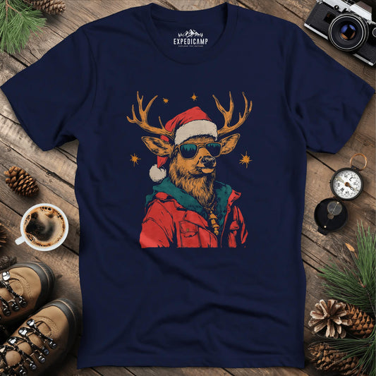 Cool Reindeer T-Shirt – Navy – Outdoor apparel for travel, hiking, camping, and nature lovers – ExpediCamp