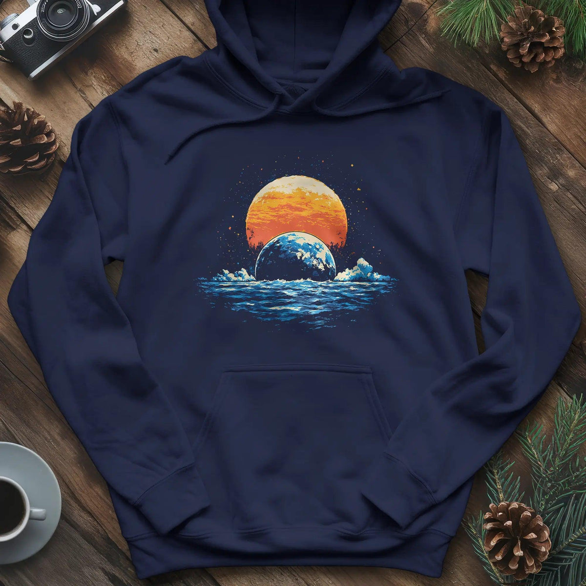 Cosmic Horizon Hoodie – Navy – Outdoor apparel for travel, hiking, camping, and nature lovers – ExpediCamp