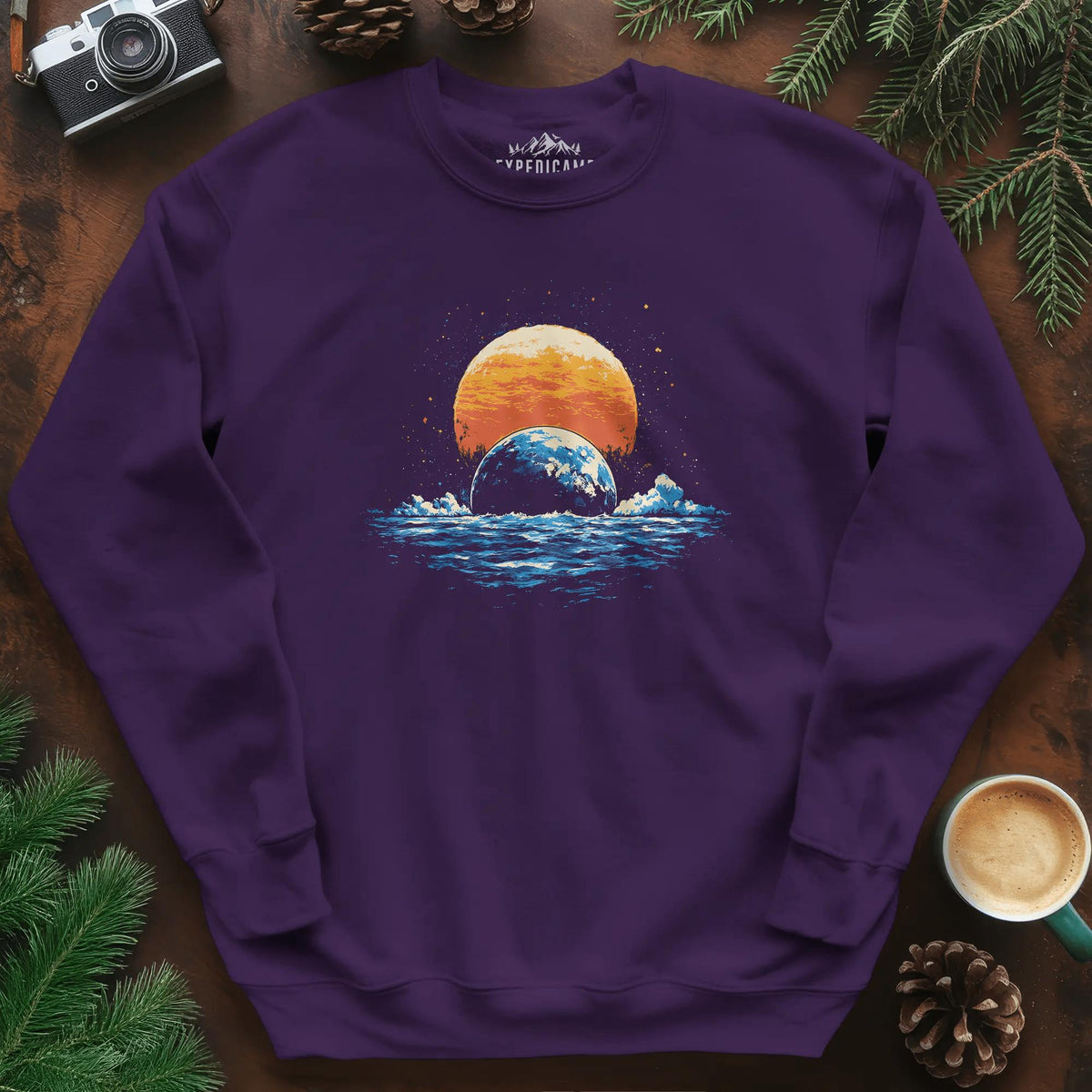 Cosmic Horizon Sweatshirt – Purple – Outdoor apparel for travel, hiking, camping, and nature lovers – ExpediCamp
