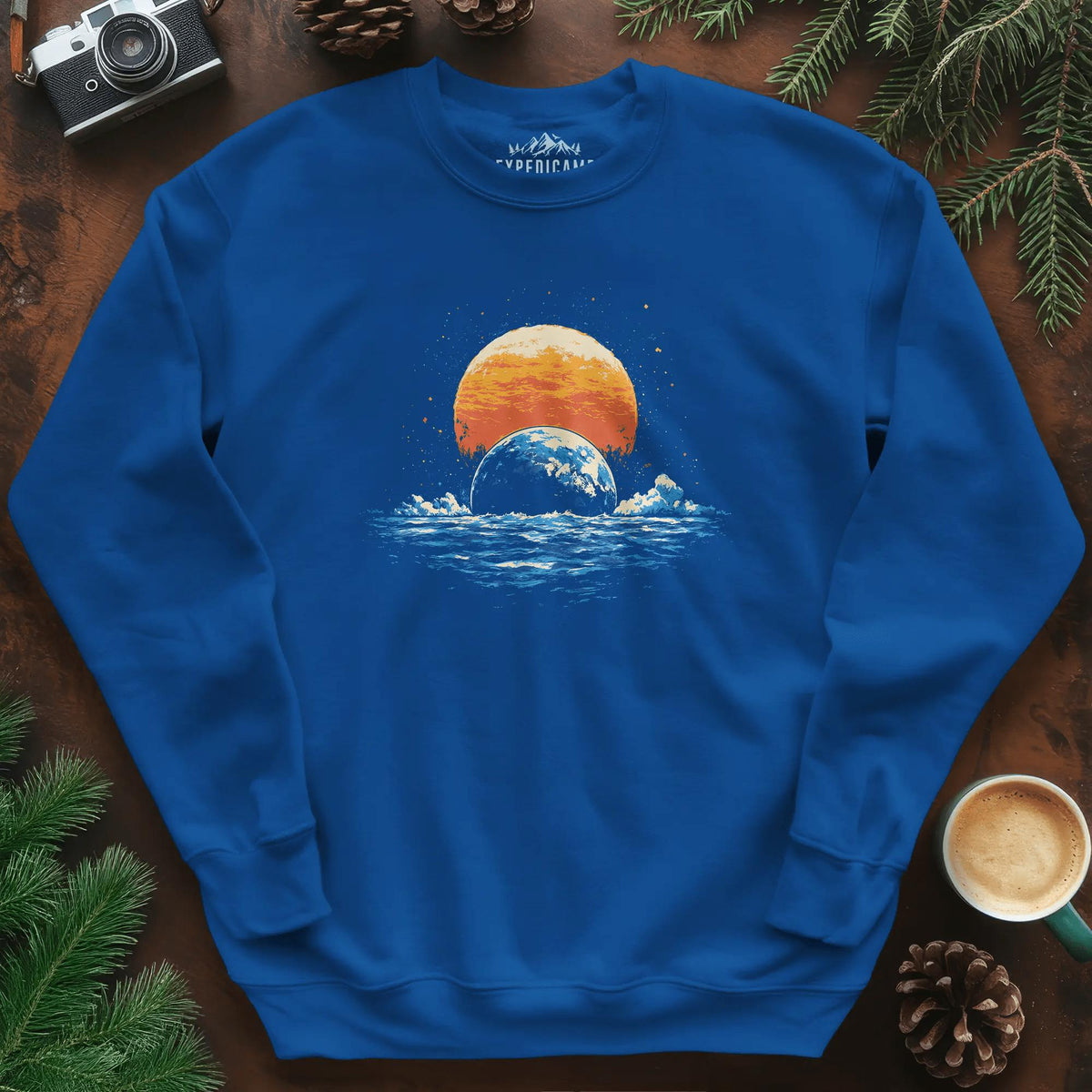 Cosmic Horizon Sweatshirt – Royal – Outdoor apparel for travel, hiking, camping, and nature lovers – ExpediCamp