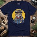Cowboy Cat Hiker T-Shirt – Western Wilderness Style – Navy – Outdoor apparel for travel, hiking, camping, and nature lovers – ExpediCamp