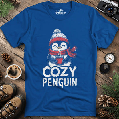 Cozy Penguin T-Shirt – Royal – Outdoor apparel for travel, hiking, camping, and nature lovers – ExpediCamp