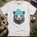 Cozy Winter Bear T-Shirt – White – Outdoor apparel for travel, hiking, camping, and nature lovers – ExpediCamp