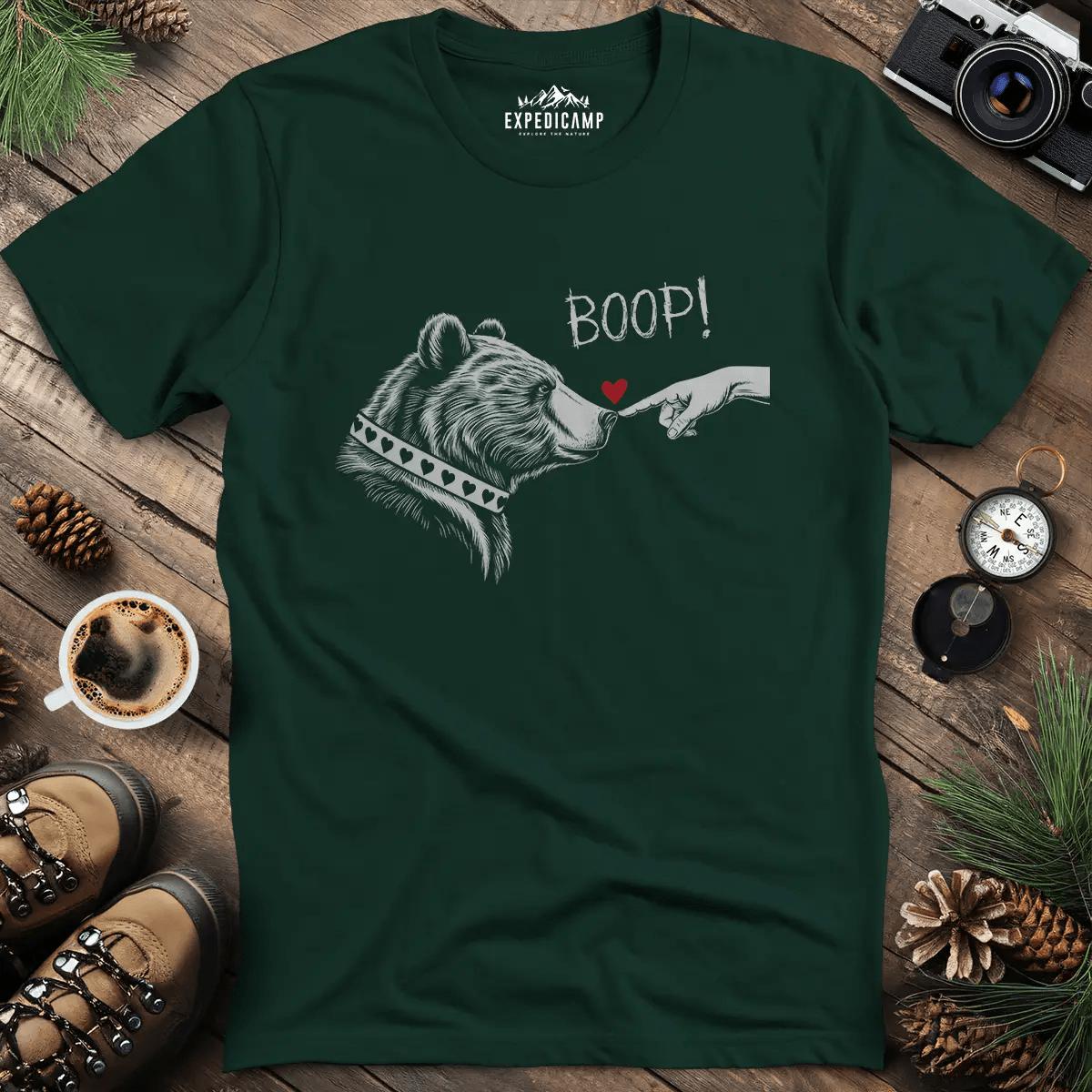 Cute Bear Boop Valentine's T-Shirt – Forest Green – Outdoor apparel for travel, hiking, camping, and nature lovers – ExpediCamp