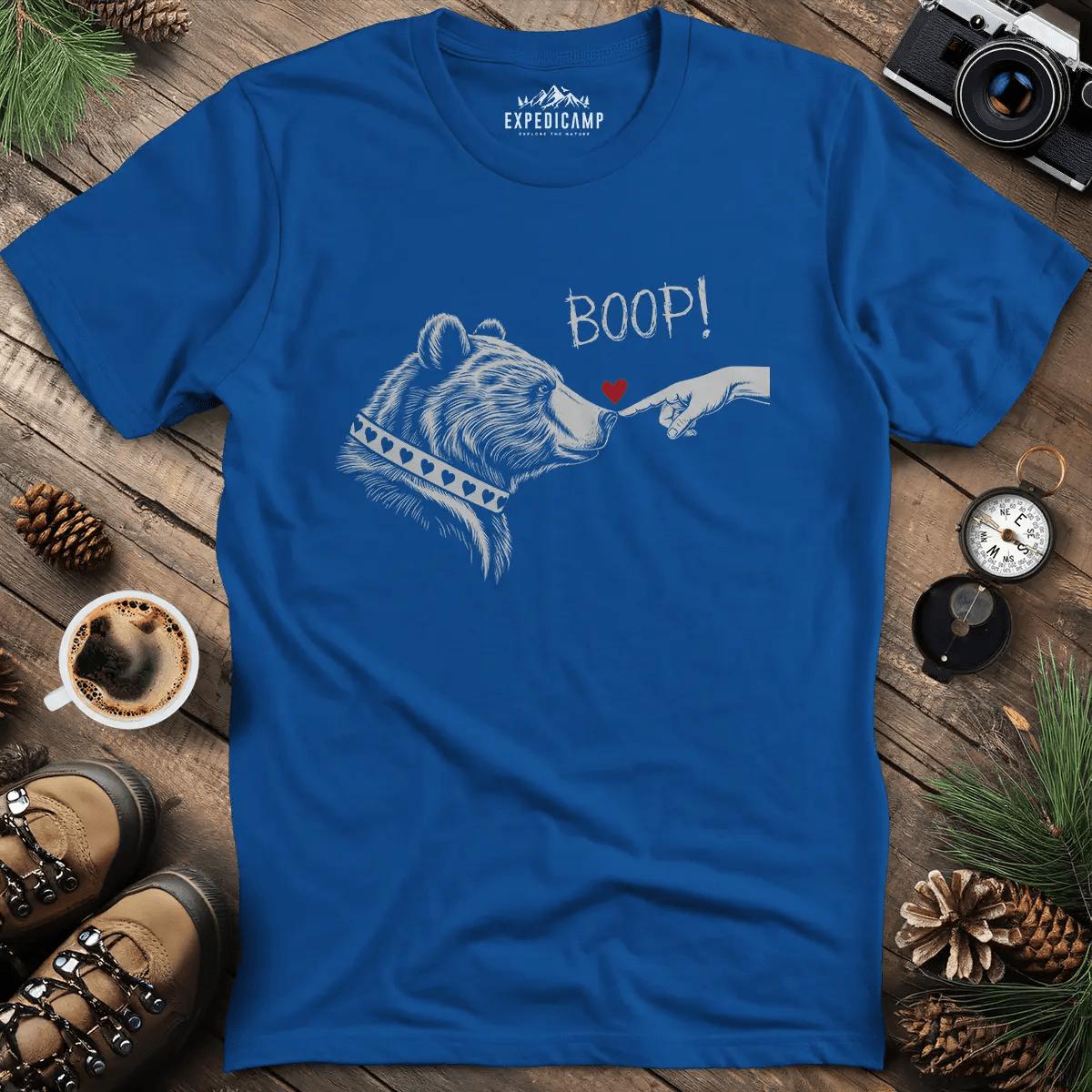 Cute Bear Boop Valentine's T-Shirt – Royal – Outdoor apparel for travel, hiking, camping, and nature lovers – ExpediCamp