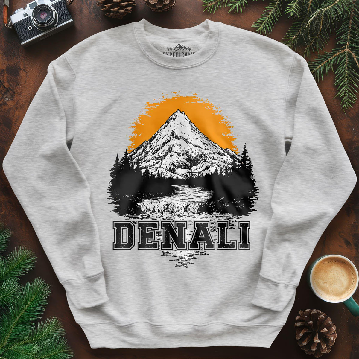 Denali National Park Sweatshirt – Ash – Outdoor apparel for travel, hiking, camping, and nature lovers – ExpediCamp