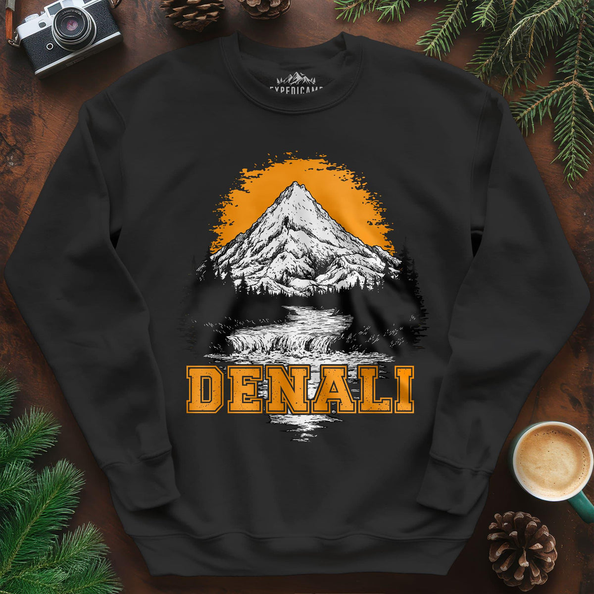 Denali National Park Sweatshirt – Black – Outdoor apparel for travel, hiking, camping, and nature lovers – ExpediCamp