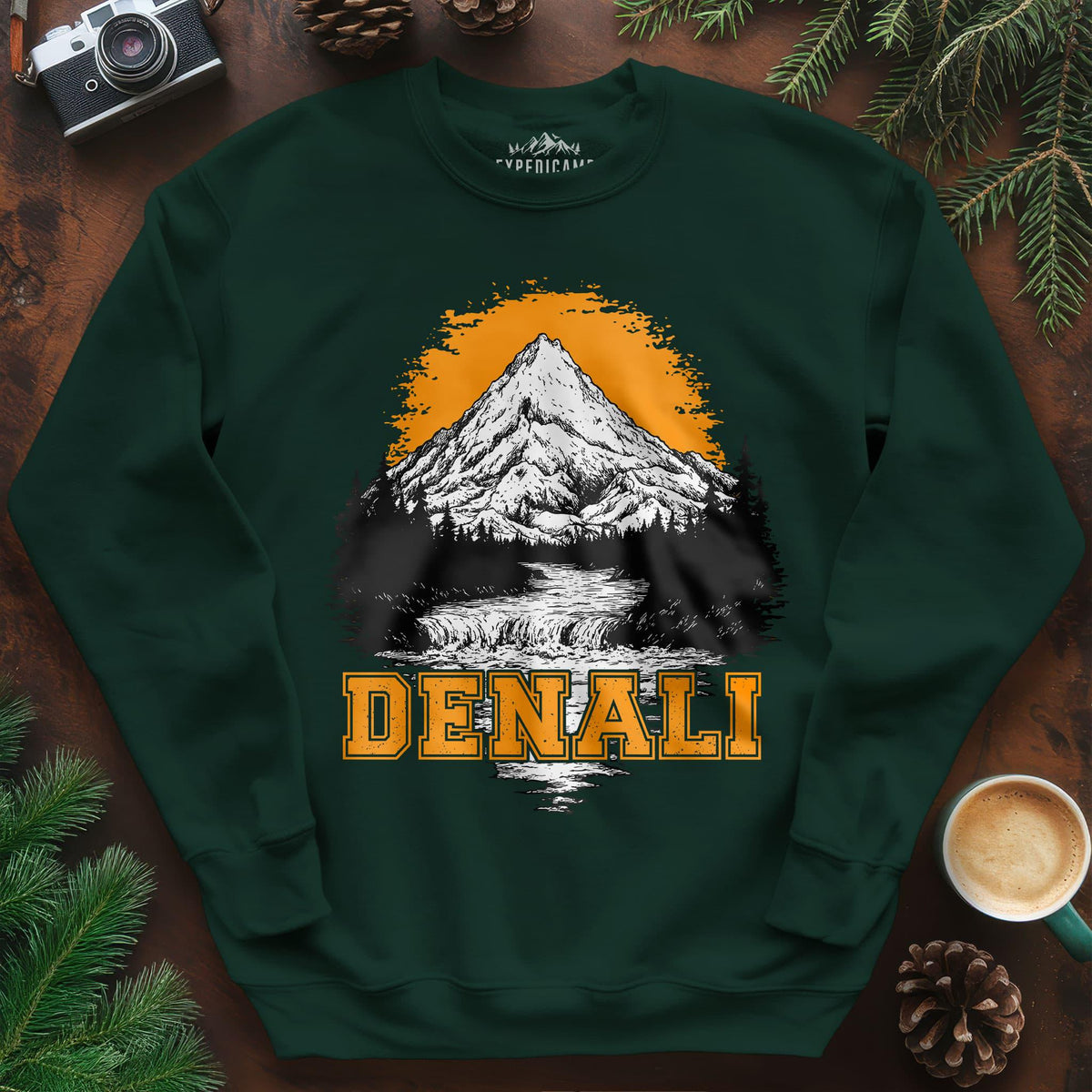 Denali National Park Sweatshirt – Forest Green – Outdoor apparel for travel, hiking, camping, and nature lovers – ExpediCamp