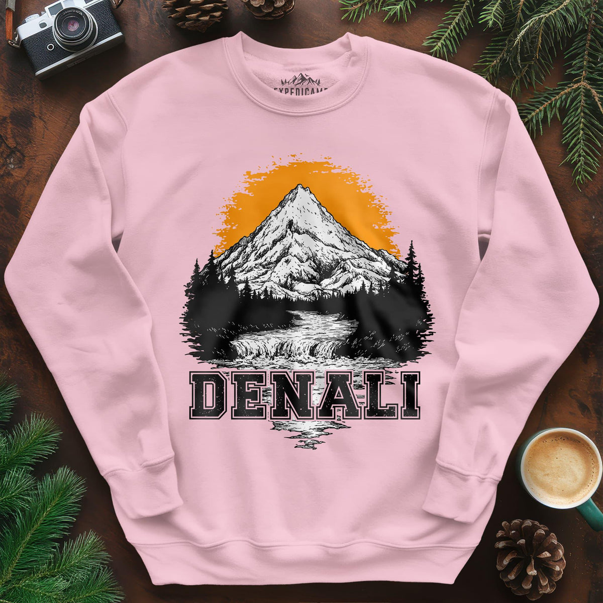 Denali National Park Sweatshirt – Light Pink – Outdoor apparel for travel, hiking, camping, and nature lovers – ExpediCamp
