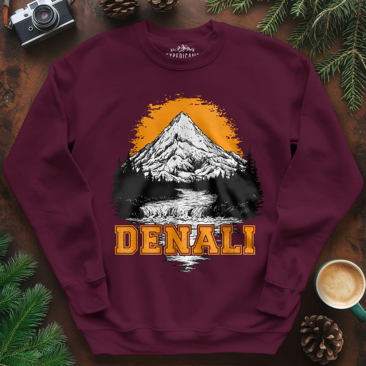 Denali National Park Sweatshirt – Maroon – Outdoor apparel for travel, hiking, camping, and nature lovers – ExpediCamp
