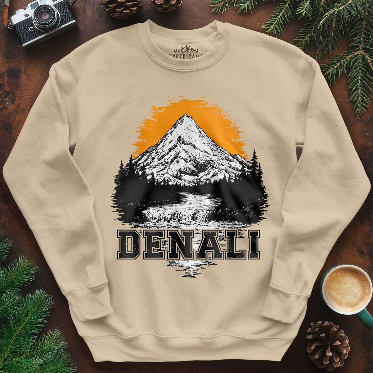 Denali National Park Sweatshirt – Sand – Outdoor apparel for travel, hiking, camping, and nature lovers – ExpediCamp