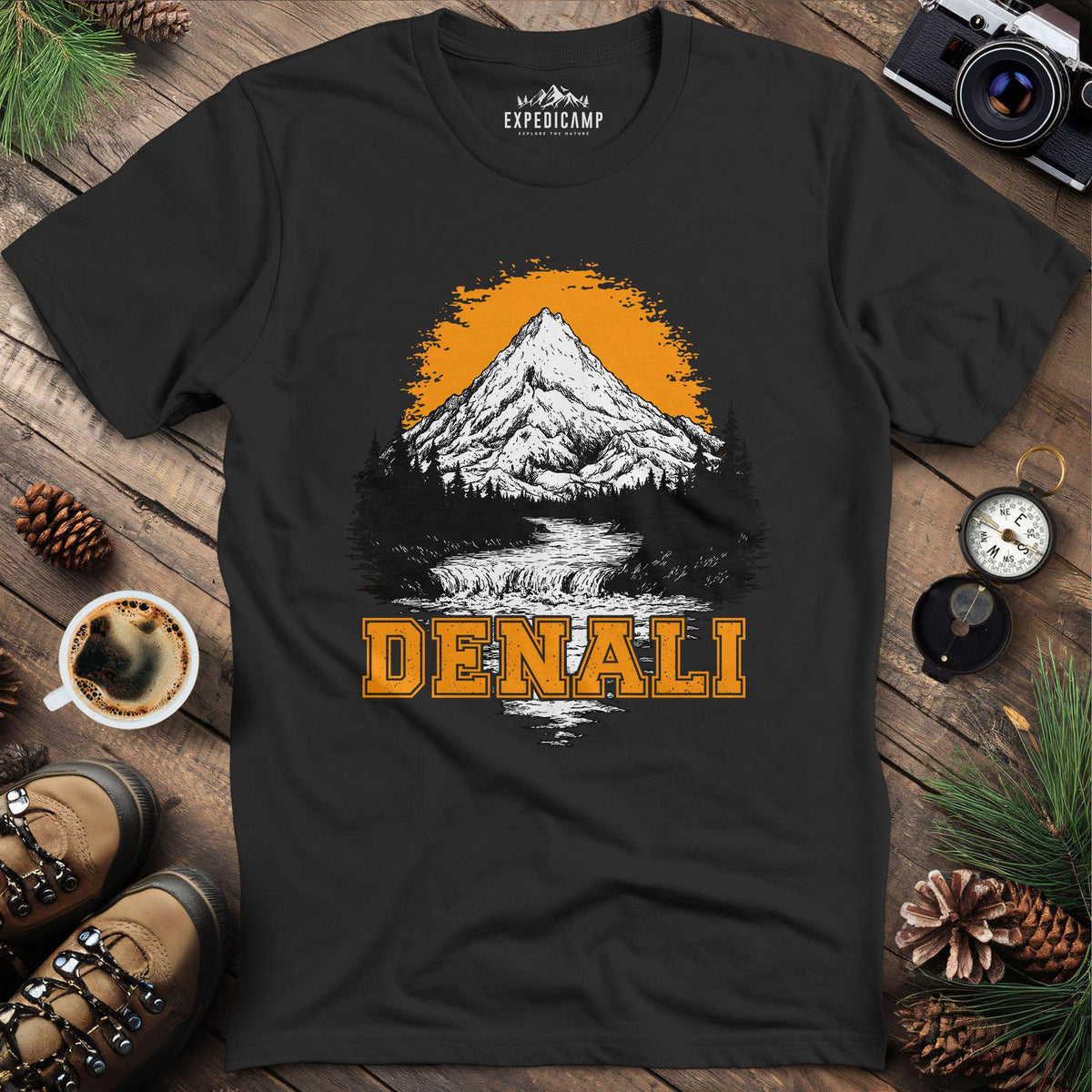 Denali National Park Alaska T-Shirt – Black – Outdoor apparel for travel, hiking, camping, and nature lovers – ExpediCamp