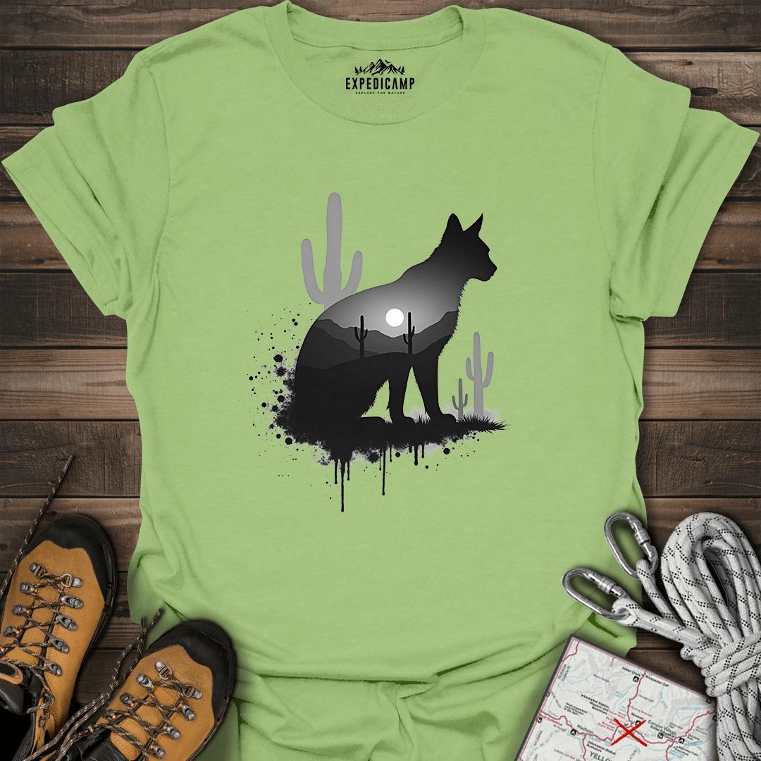 Desert Bobcat Sunset T-Shirt – Kiwi – Outdoor apparel for travel, hiking, camping, and nature lovers – ExpediCamp