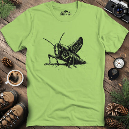 Detailed Grasshopper Illustration T-Shirt – Kiwi – Outdoor apparel for travel, hiking, camping, and nature lovers – ExpediCamp