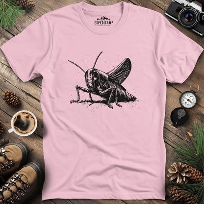 Detailed Grasshopper Illustration T-Shirt – Light Pink – Outdoor apparel for travel, hiking, camping, and nature lovers – ExpediCamp