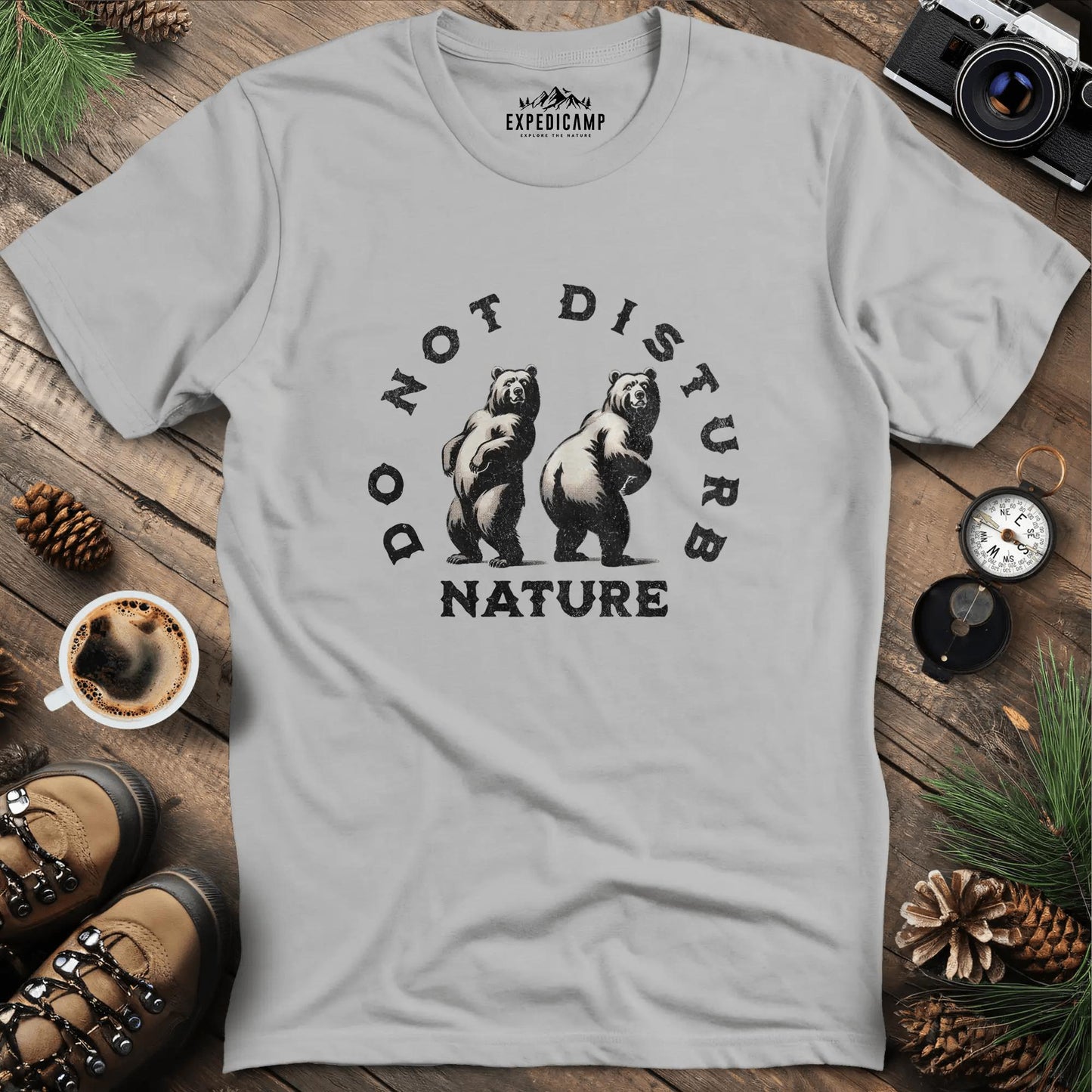 Do Not Disturb Nature - Bears T-Shirt – Ice Grey – Outdoor apparel for travel, hiking, camping, and nature lovers – ExpediCamp