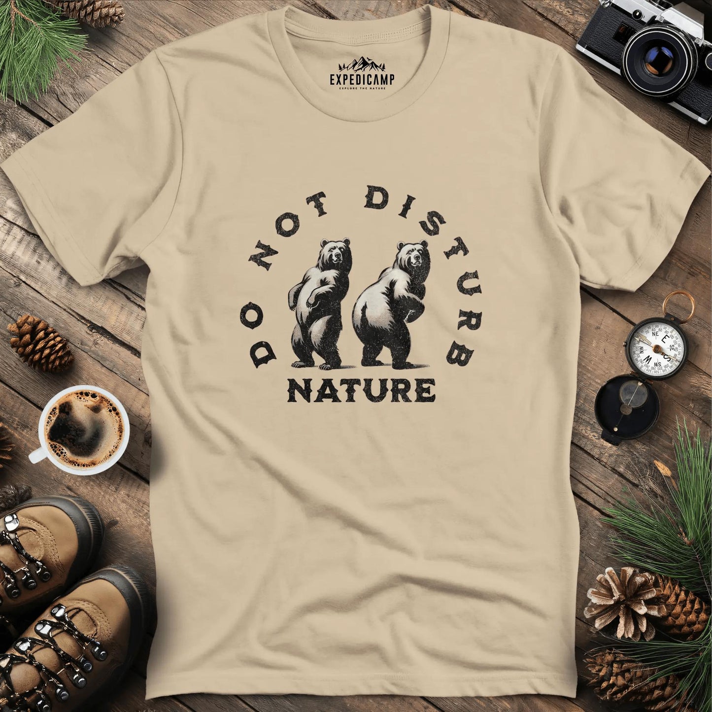 Do Not Disturb Nature - Bears T-Shirt – Sand – Outdoor apparel for travel, hiking, camping, and nature lovers – ExpediCamp