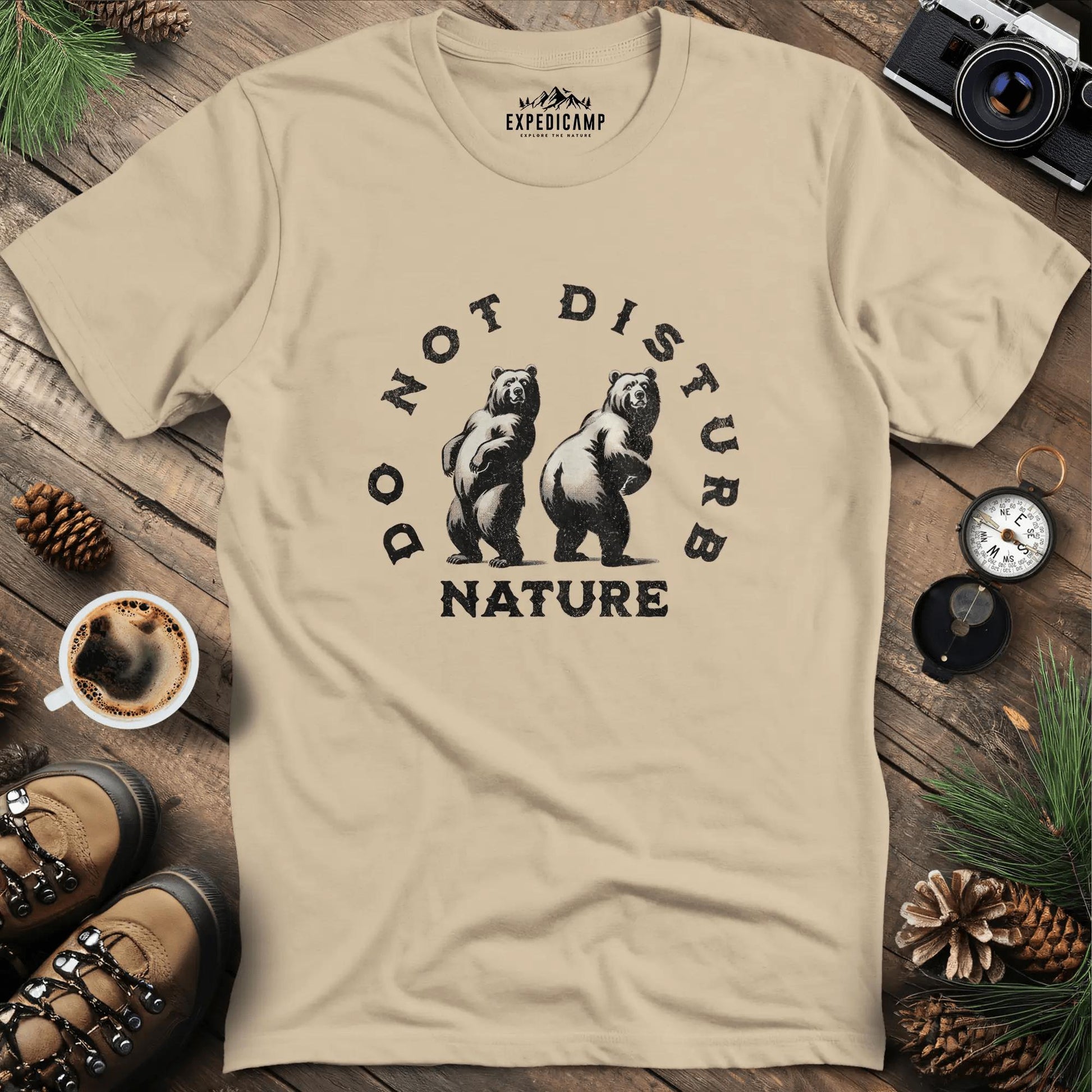Do Not Disturb Nature - Bears T-Shirt – Sand – Outdoor apparel for travel, hiking, camping, and nature lovers – ExpediCamp