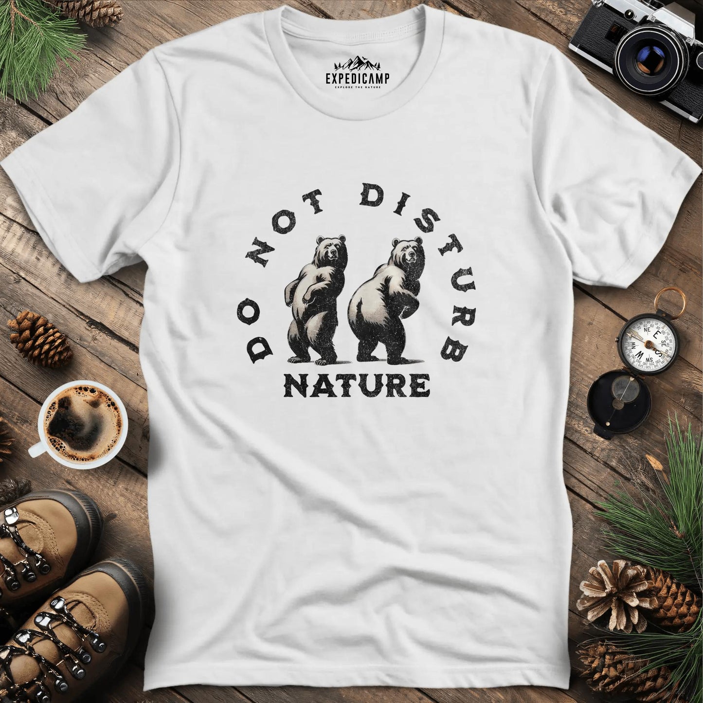 Do Not Disturb Nature - Bears T-Shirt – White – Outdoor apparel for travel, hiking, camping, and nature lovers – ExpediCamp