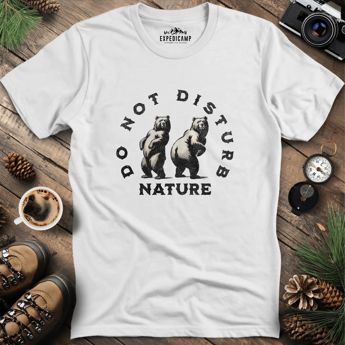 Do Not Disturb Nature - Bears T-Shirt – White – Outdoor apparel for travel, hiking, camping, and nature lovers – ExpediCamp