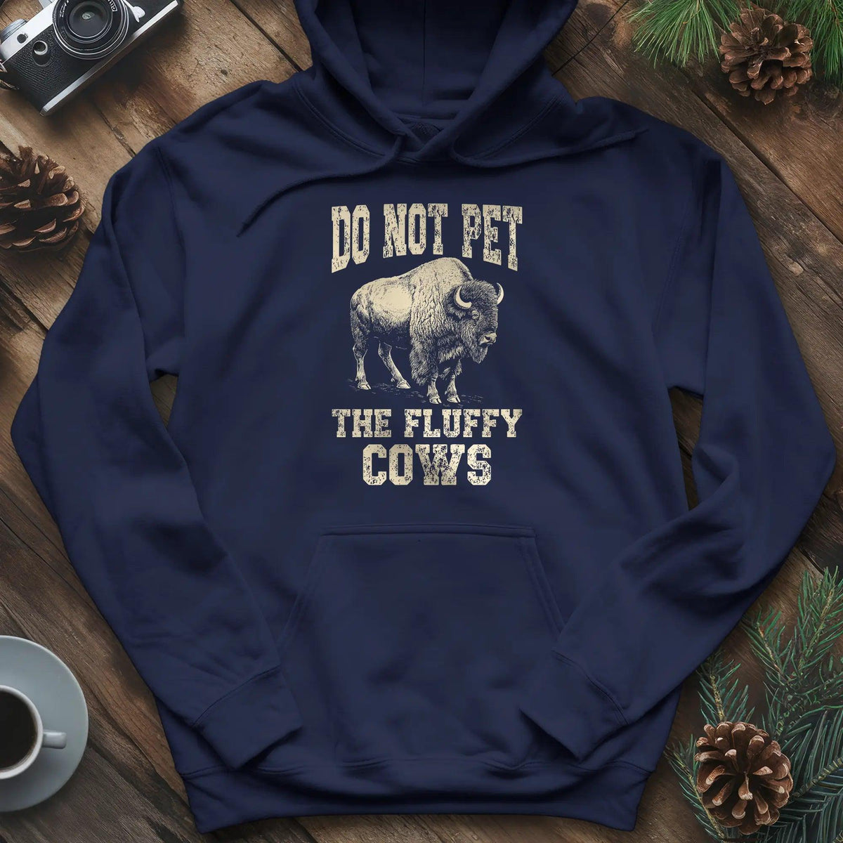 Do Not Pet The Fluffy Cows Hoodie – Navy – Outdoor apparel for travel, hiking, camping, and nature lovers – ExpediCamp