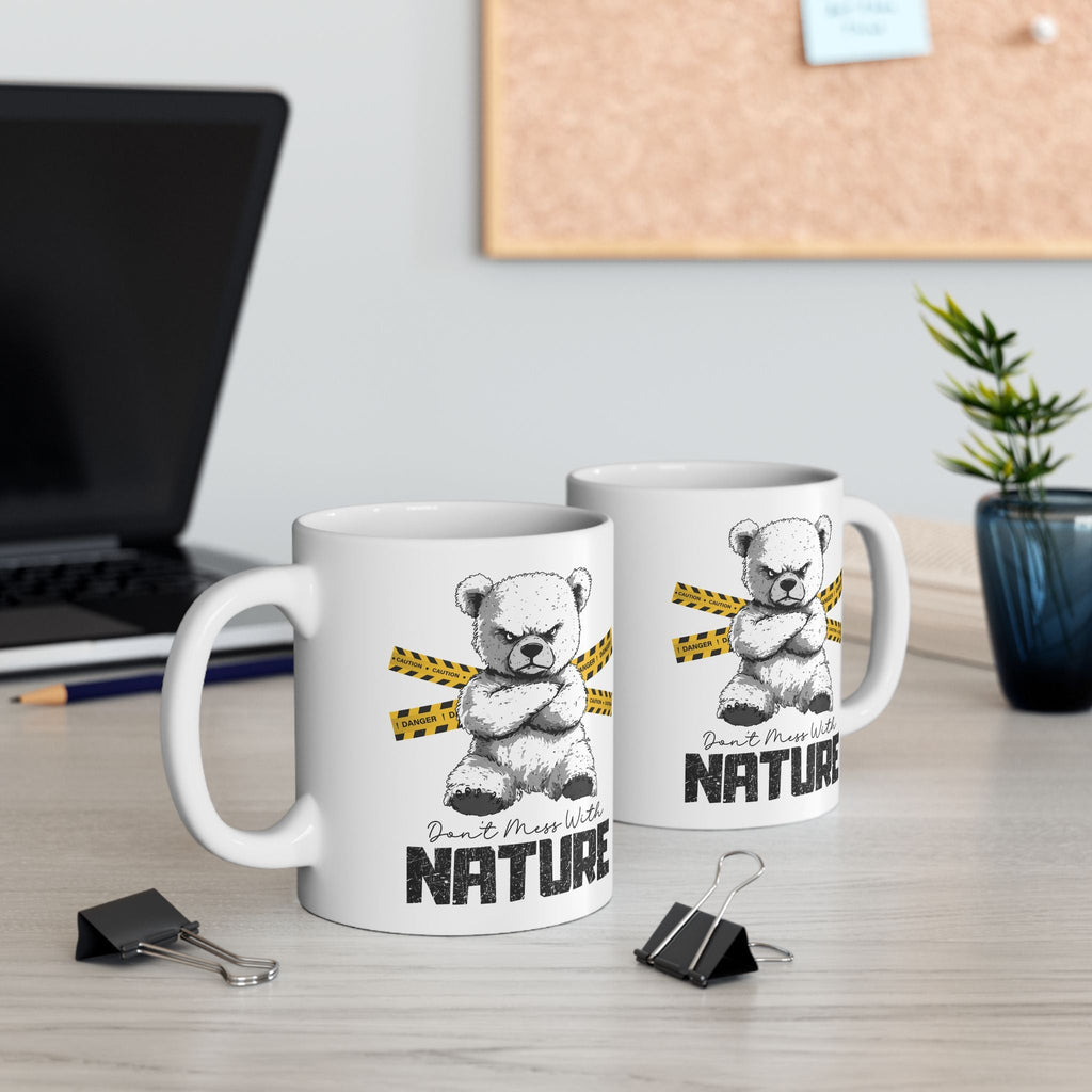 Don't Mess With Nature Mug – Cute and Fierce Bear Design – – Outdoor apparel for travel, hiking, camping, and nature lovers – ExpediCamp