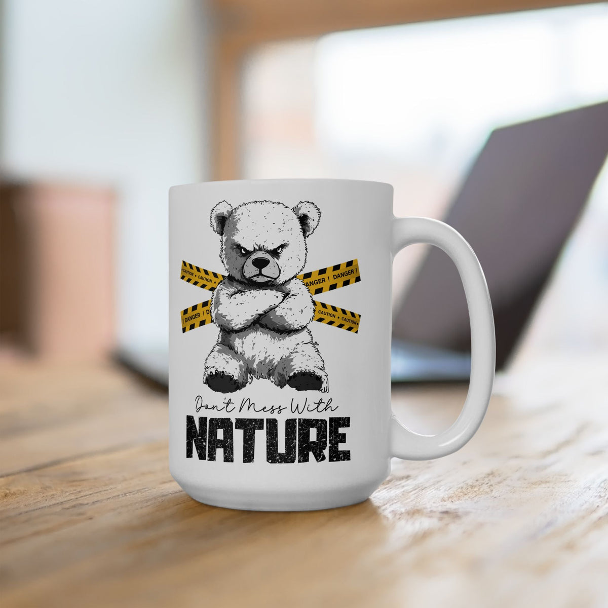 Don't Mess With Nature Mug – Cute and Fierce Bear Design – 15oz – Outdoor apparel for travel, hiking, camping, and nature lovers – ExpediCamp