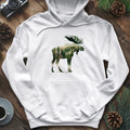 Double Exposure Moose Hoodie – Wilderness Lover's Cozy Hoodie – White – Outdoor apparel for travel, hiking, camping, and nature lovers – ExpediCamp
