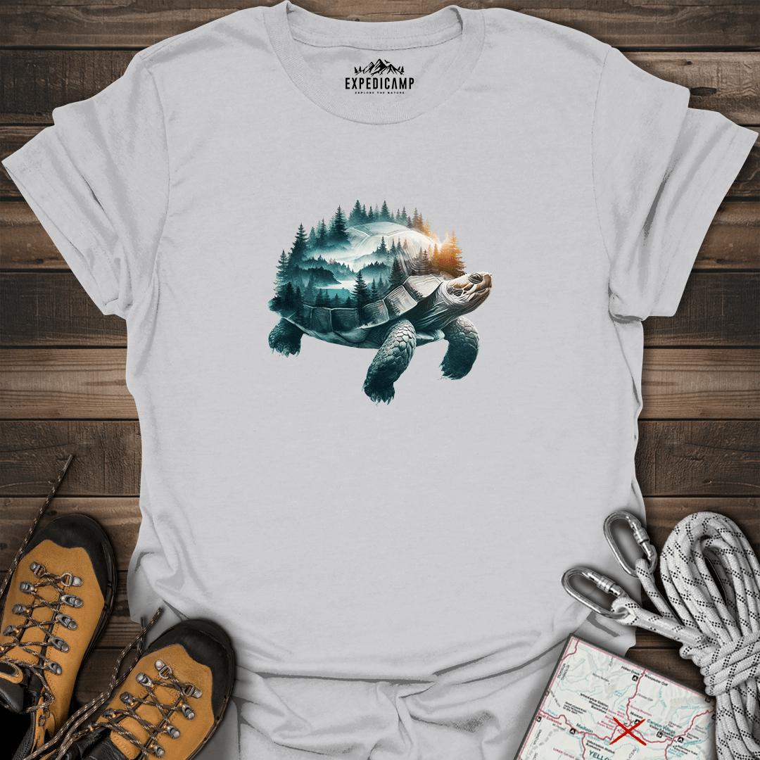 Double Exposure Turtle T-Shirt – Ice Grey – Outdoor apparel for travel, hiking, camping, and nature lovers – ExpediCamp