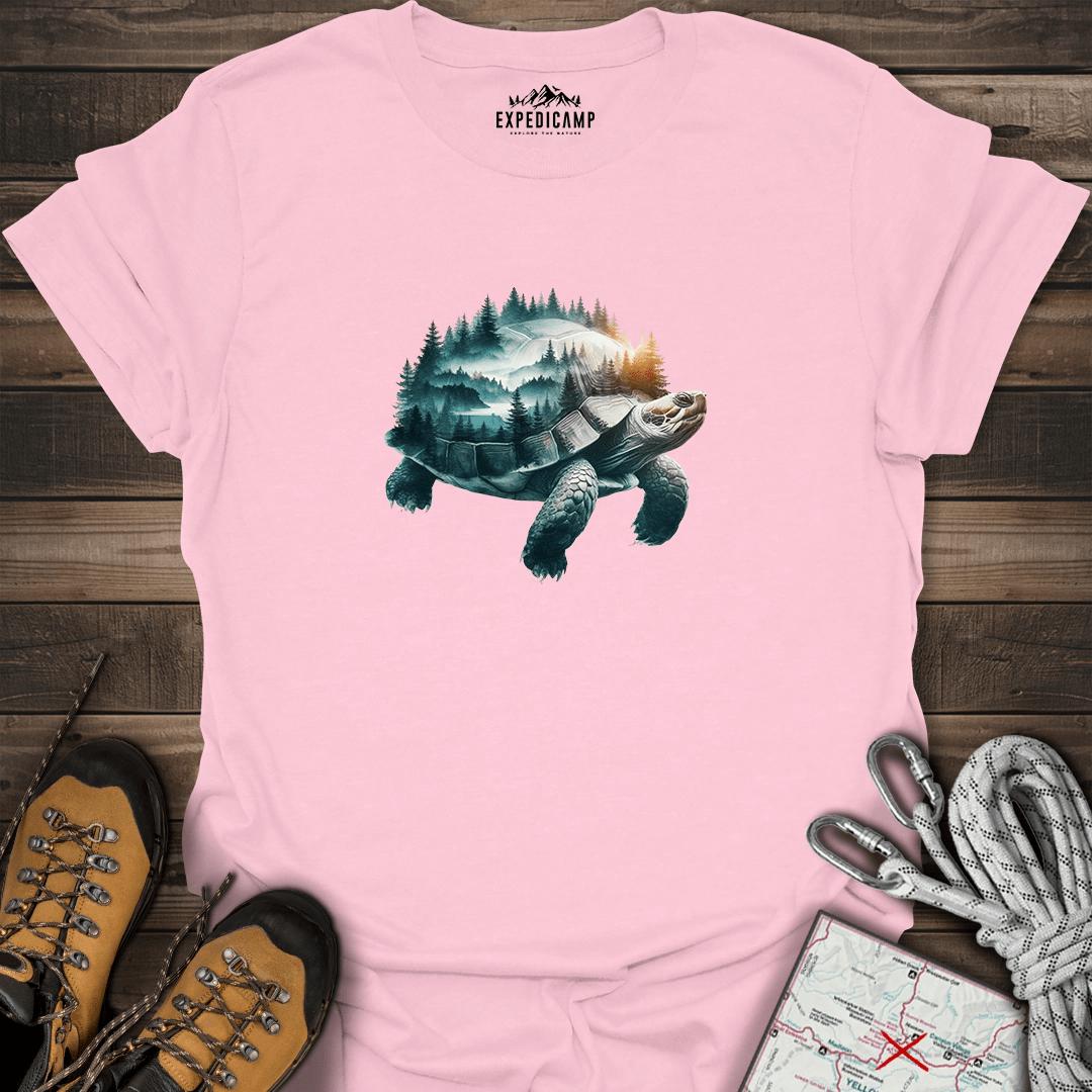 Double Exposure Turtle T-Shirt – Light Pink – Outdoor apparel for travel, hiking, camping, and nature lovers – ExpediCamp