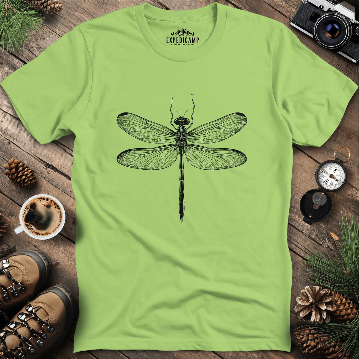 Dragonfly T-Shirt – Kiwi – Outdoor apparel for travel, hiking, camping, and nature lovers – ExpediCamp