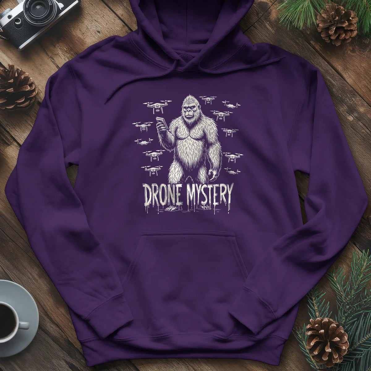 Drone Mystery New Jersey Bigfoot USA Hoodie – Purple – Outdoor apparel for travel, hiking, camping, and nature lovers – ExpediCamp
