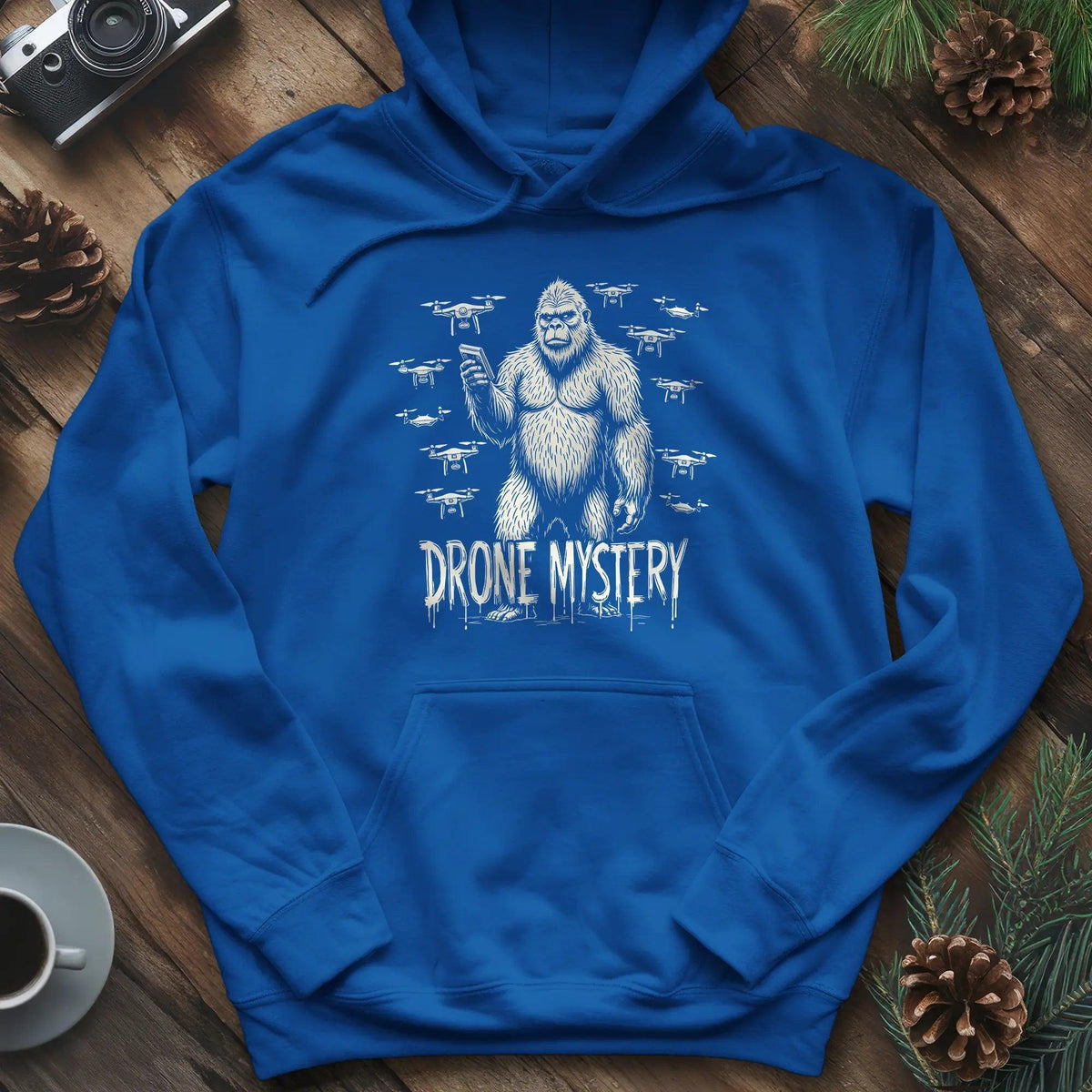 Drone Mystery New Jersey Bigfoot USA Hoodie – Royal – Outdoor apparel for travel, hiking, camping, and nature lovers – ExpediCamp