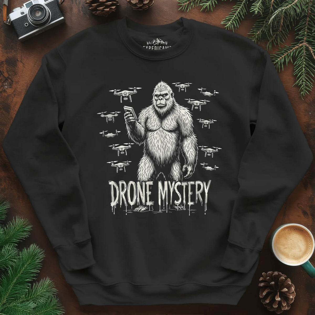 Drone Mystery New Jersey Bigfoot USA Sweatshirt – Black – Outdoor apparel for travel, hiking, camping, and nature lovers – ExpediCamp