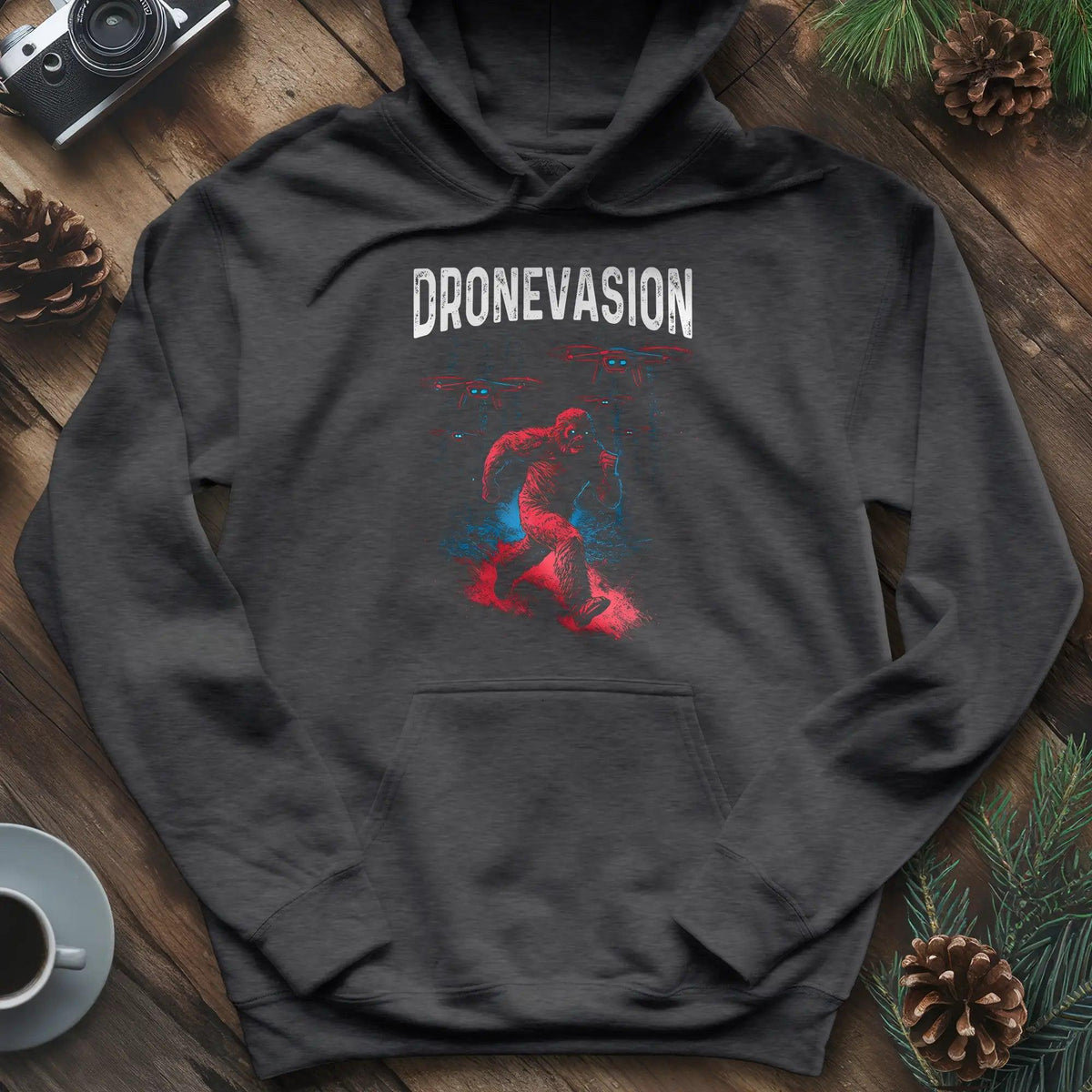 Dronevasion Hoodie – Dark Heather – Outdoor apparel for travel, hiking, camping, and nature lovers – ExpediCamp