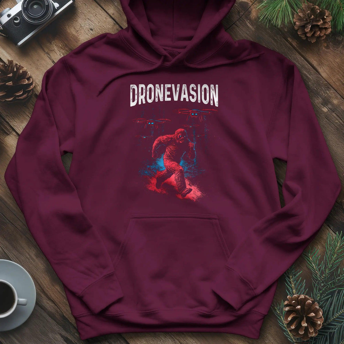 Dronevasion Hoodie – Maroon – Outdoor apparel for travel, hiking, camping, and nature lovers – ExpediCamp