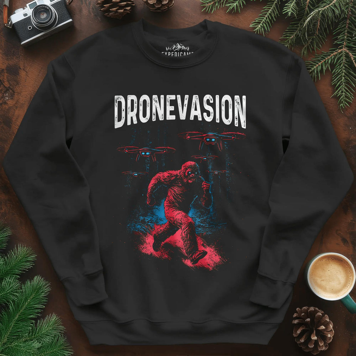 Dronevasion Sweatshirt – Black – Outdoor apparel for travel, hiking, camping, and nature lovers – ExpediCamp