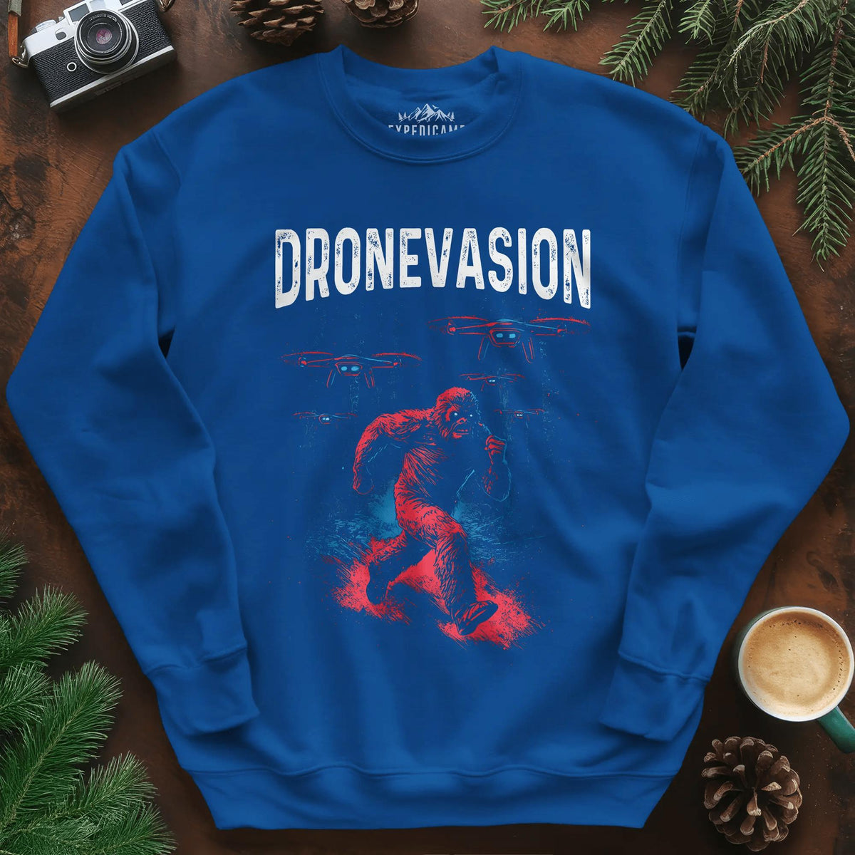 Dronevasion Sweatshirt – Royal – Outdoor apparel for travel, hiking, camping, and nature lovers – ExpediCamp