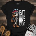 Eat Sleep Hike Repeat Skeleton T-Shirt – Black – Outdoor apparel for travel, hiking, camping, and nature lovers – ExpediCamp