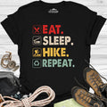 Eat Sleep Hike Repeat T-Shirt – Black – Outdoor apparel for travel, hiking, camping, and nature lovers – ExpediCamp